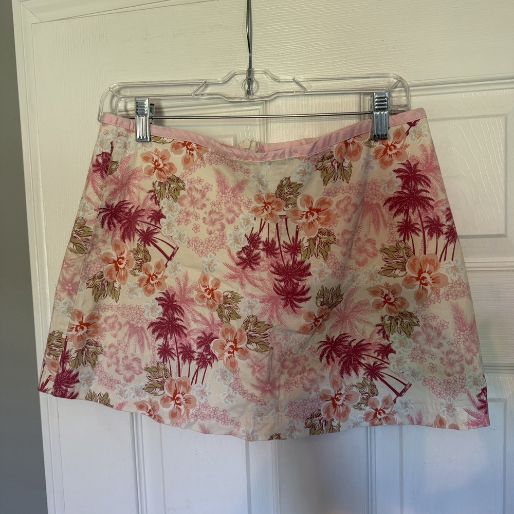 Maurices Y2K 2000s Tropical Floral Skort Women's Size 9 Pink Hawaiian Mini Skirt